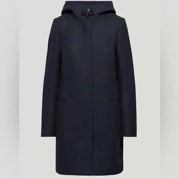 [XS]Babaton Pearce Wool Cashmere Blend WMN Hooded Mid  Length Coat Peacoat - Picture 1 of 16
